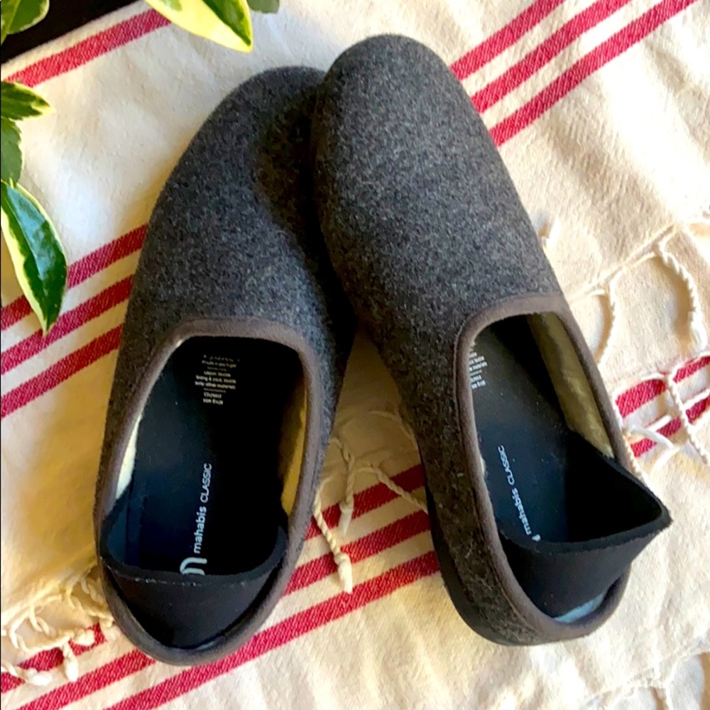 Mahabis Classic Dark Grey Wool Slippers